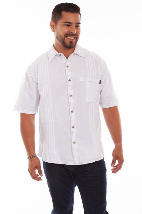 Scully Mens White 100% Cotton Traveler S/S Shirt