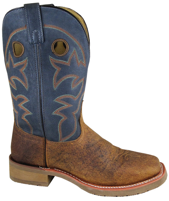 Smoky Mountain Mens Parker Brown/Navy Leather Cowboy Boots