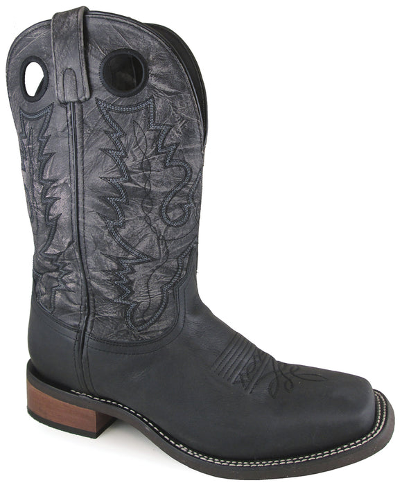 Smoky Mountain Mens Duke Black Distress Leather Cowboy Boots