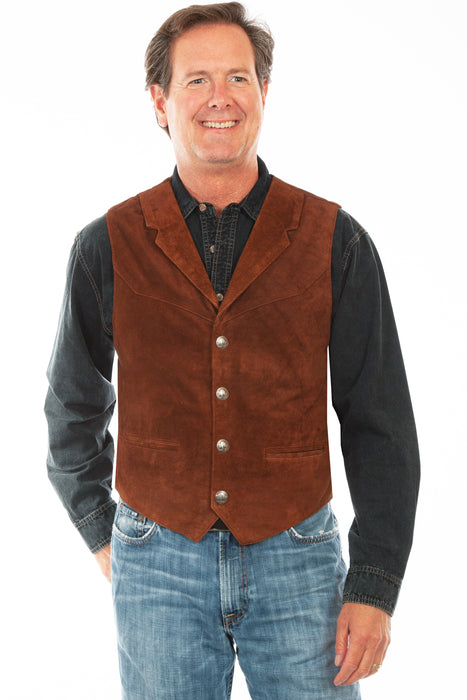 Scully Mens Cafe Brown Leather Lapel Vest