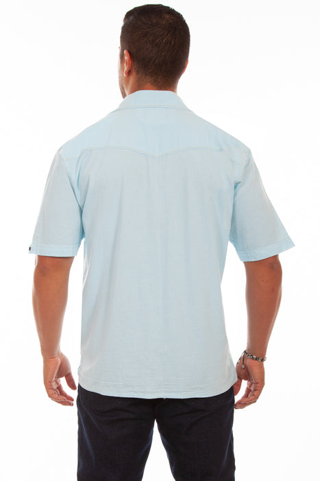 Scully Mens Aqua Sky 100% Cotton Palm S/S Shirt