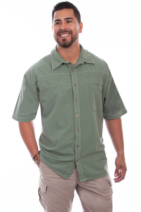 Scully Mens Moss 100% Cotton Palm S/S Shirt