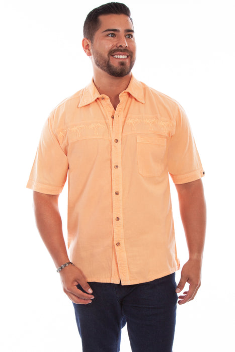 Scully Mens Papaya 100% Cotton Palm S/S Shirt