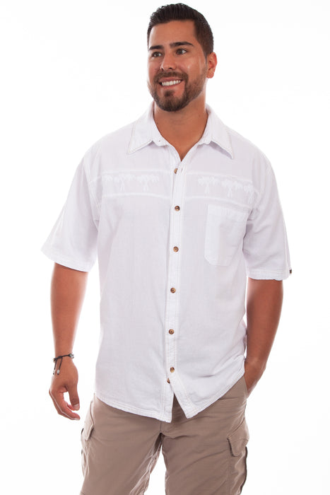 Scully Mens White 100% Cotton Palm S/S Shirt