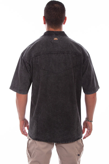 Scully Mens Distressed Black 100% Cotton Trac S/S Shirt