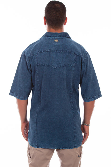 Scully Mens Distressed Denim 100% Cotton Trac S/S Shirt