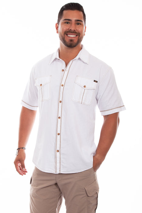 Scully Mens White 100% Cotton Voyager S/S Shirt