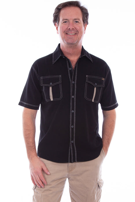 Scully Mens Black 100% Cotton Ridgeline S/S Shirt