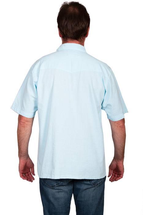 Scully Mens Aqua Sky 100% Cotton Tonal Tropical S/S Shirt