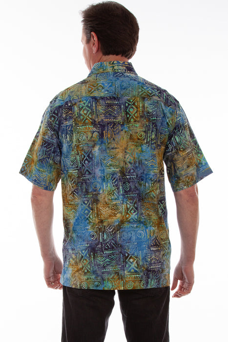 Scully Mens Ocean 100% Cotton Agean Batik S/S Shirt