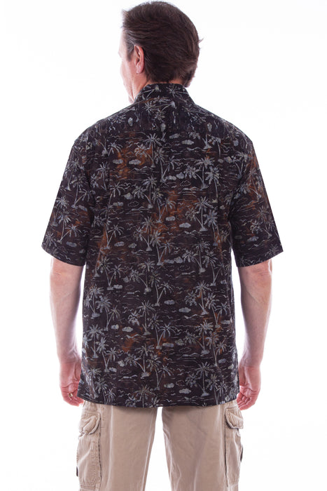 Scully Mens Night 100% Cotton Sky Batik S/S Shirt