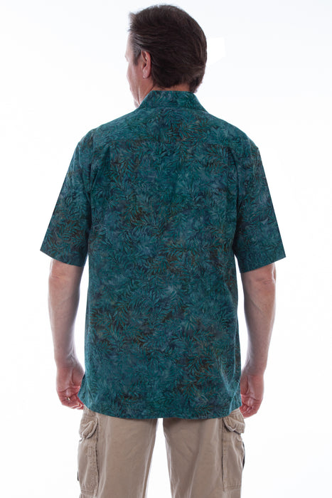 Scully Mens Deep Sea 100% Cotton Leaf Batik S/S Shirt