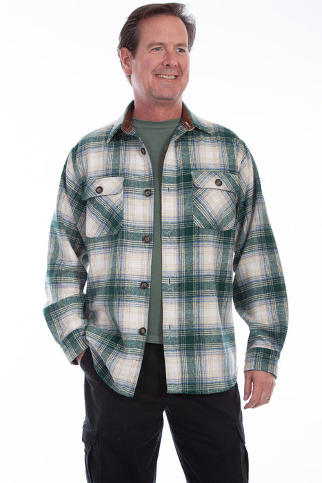 Scully Mens Green/White 100% Cotton Brawny Plaid L/S Shirt