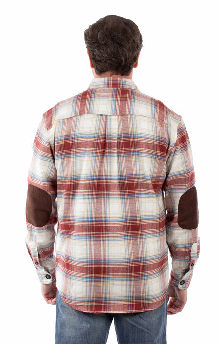 Scully Mens Flannel Plaid Rust 100% Cotton L/S Shirt