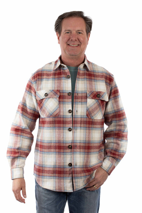 Scully Mens Flannel Plaid Rust 100% Cotton L/S Shirt