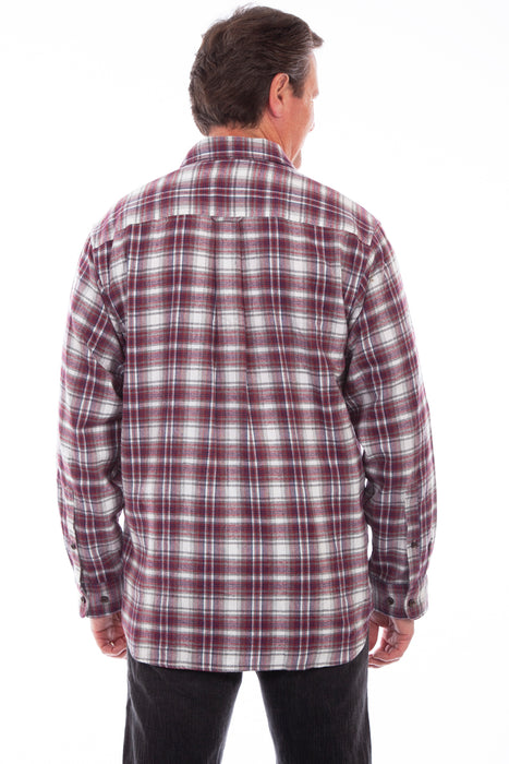 Scully Mens Burgundy 100% Cotton Flannel Plaid L/S Shirt