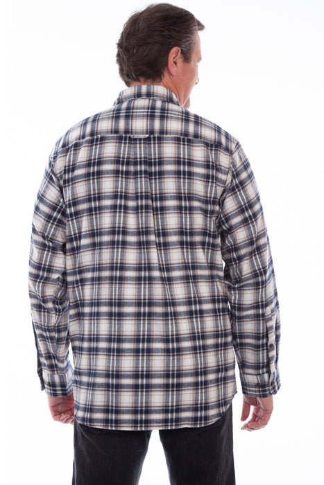 Scully Mens Navy 100% Cotton Flannel Plaid L/S Shirt