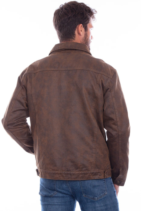 Scully Mens Brown Cotton Blend Faux Jean Denim Jacket