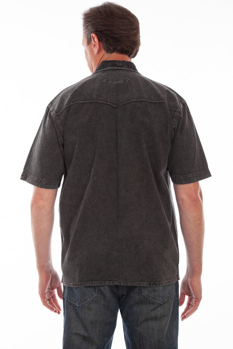 Scully Mens Black Distressed 100% Cotton Horses S/S Shirt