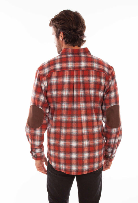 Scully Mens Rust/Black Wool Blend Plaid L/S Shirt