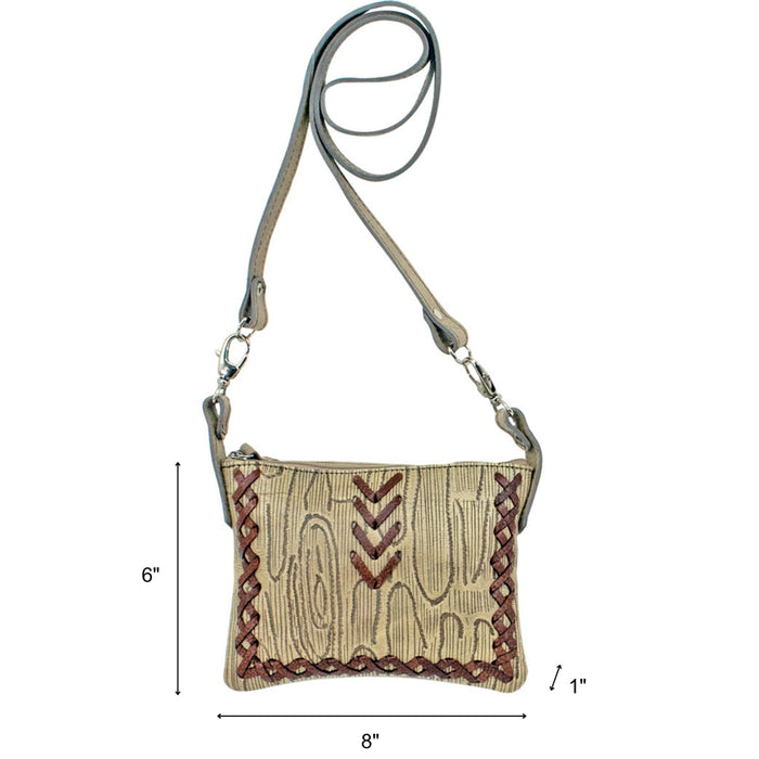 American West Womens Driftwood Sand Leather Crossbody Bag