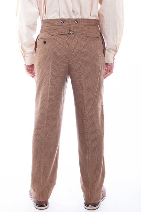 Scully Mens Vintage Plaid Tan Wool Blend Dress Pants