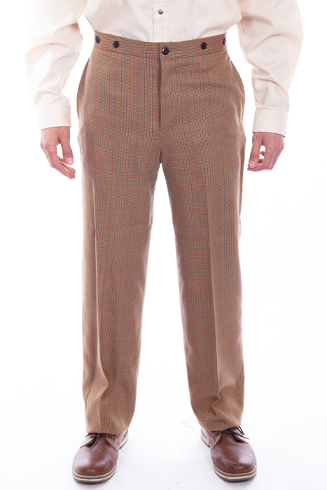 Scully Mens Vintage Plaid Tan Wool Blend Dress Pants