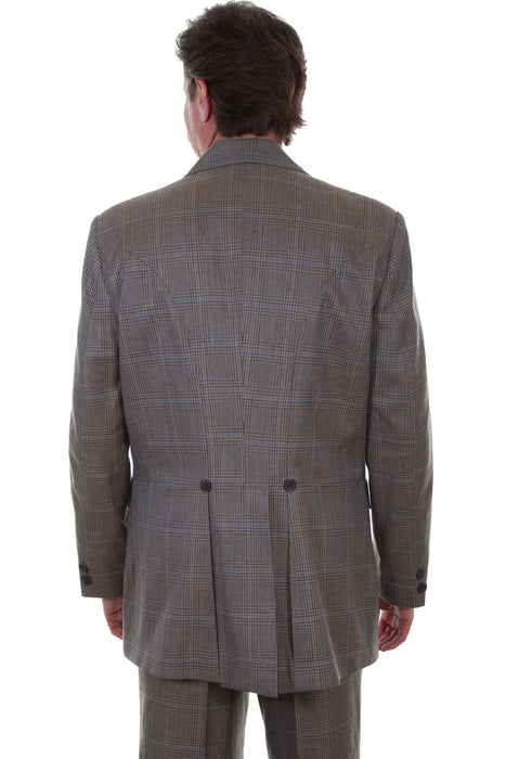 Wahmaker Mens Multi-Color Linen Blend Plaid Town Coat