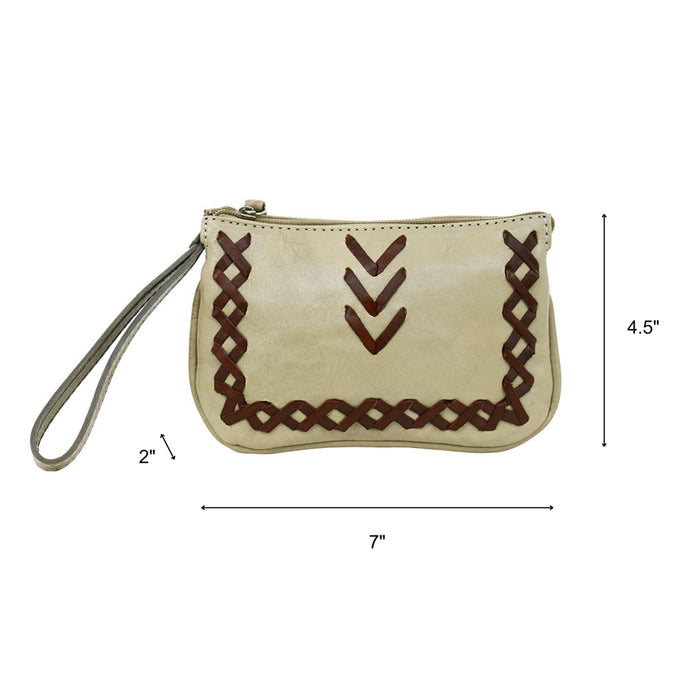 American West Womens Wood River Sand Leather Clutch Bag