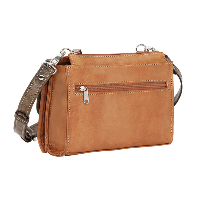 American West Womens Desert Wildflower Natural Tan Leather Crossbody Bag