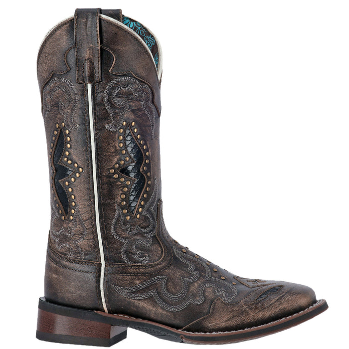 Laredo Womens Spellbound Cowboy Boots Leather Black/Tan