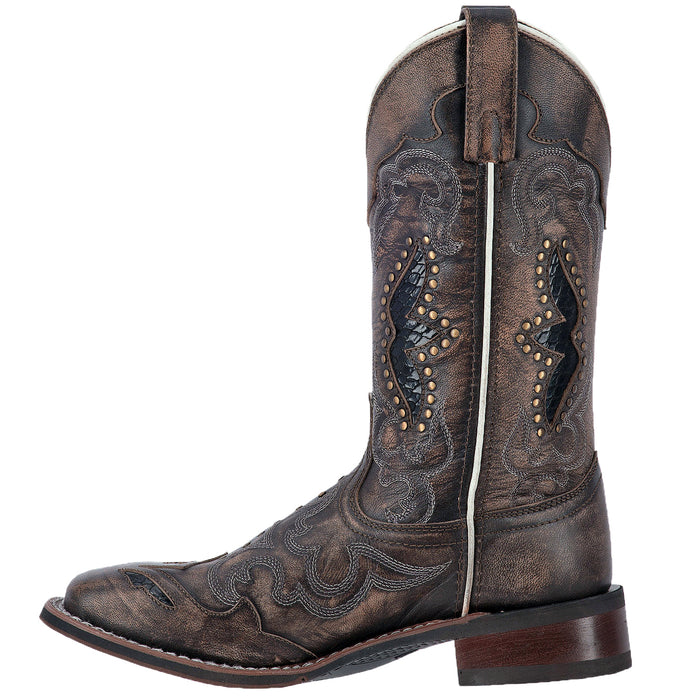 Laredo Womens Spellbound Cowboy Boots Leather Black/Tan