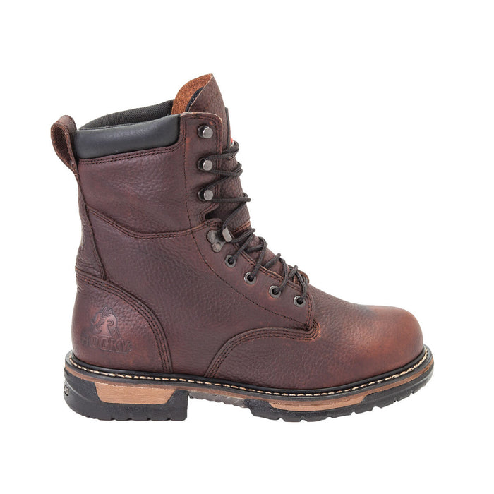 Rocky Mens Brown Leather Ironclad Waterproof 8in Work Boots