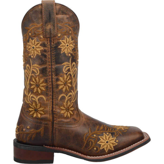 Laredo Womens Brown Secret Garden 11in Floral Cowboy Boots Leather