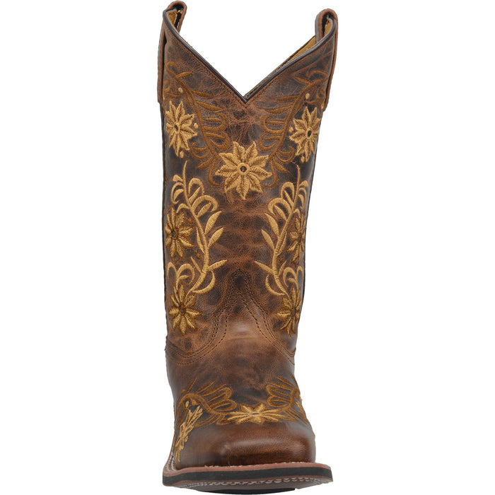 Laredo Womens Brown Secret Garden 11in Floral Cowboy Boots Leather