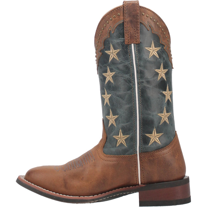 Laredo Womens Early Star Cowboy Boots Leather Tan/Blue Denim