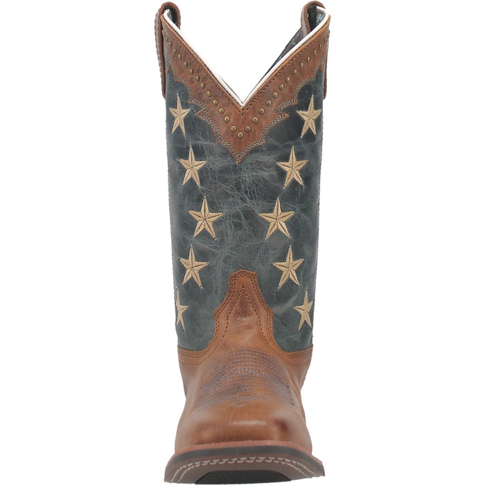 Laredo Womens Early Star Cowboy Boots Leather Tan/Blue Denim