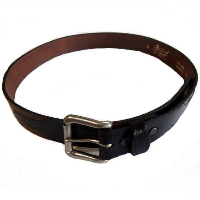 Rockmount Mens Black Leather Tan Billets Western Belt