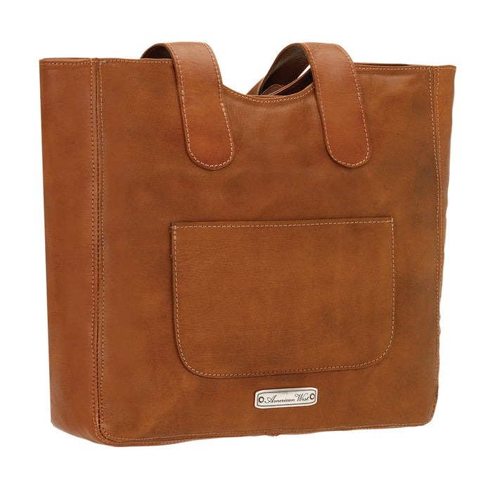 American West Womens Mohave Canyon Natural Tan Leather Shoulder Tote Bag