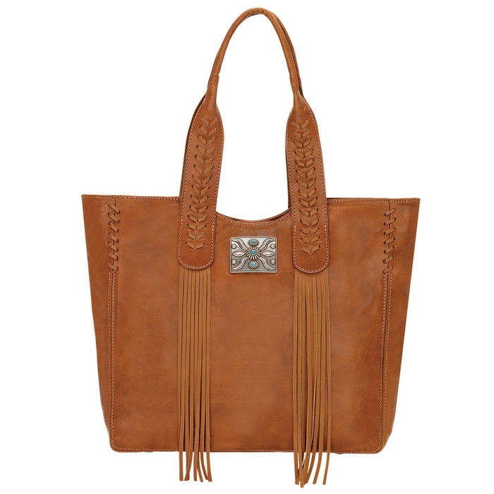 American West Womens Mohave Canyon Natural Tan Leather Shoulder Tote Bag