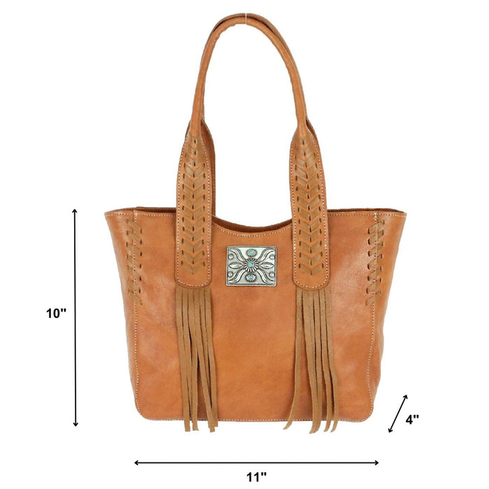 American West Womens Mohave Canyon Natural Tan Leather Tote Bag