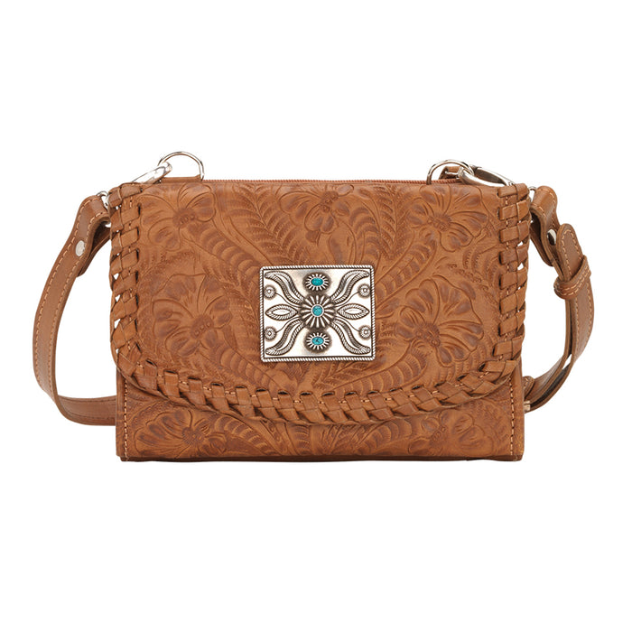 American West Womens Mohave Canyon Natural Tan Leather Crossbody Bag