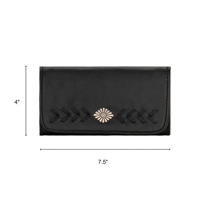 American West Womens Mohave Canyon Black Leather Trifold Wallet