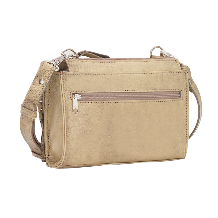 American West Womens Mohave Canyon Sand Leather Crossbody Bag