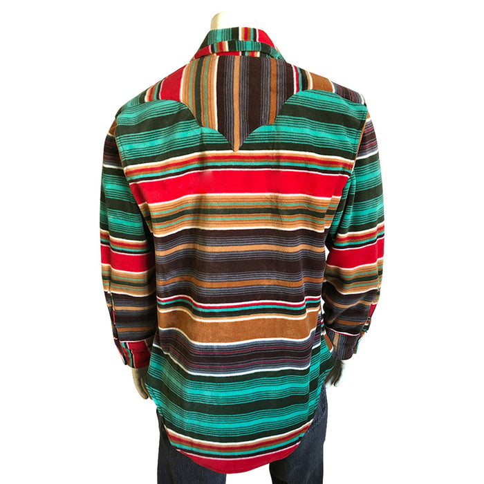 Rockmount Mens Brown/Green Fleece Serape Pattern Western L/S Shirt