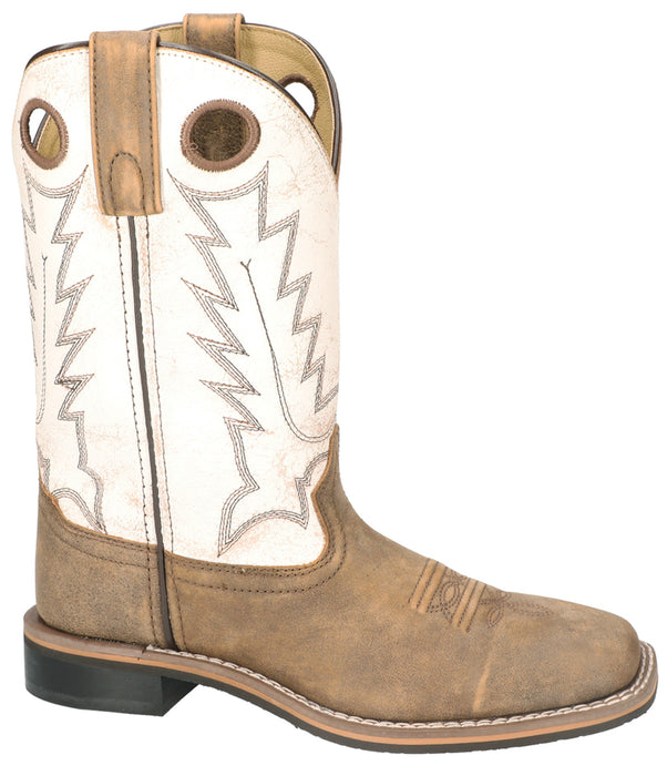 Smoky Mountain Womens Drifter Antique White/Brown Leather Cowboy Boots