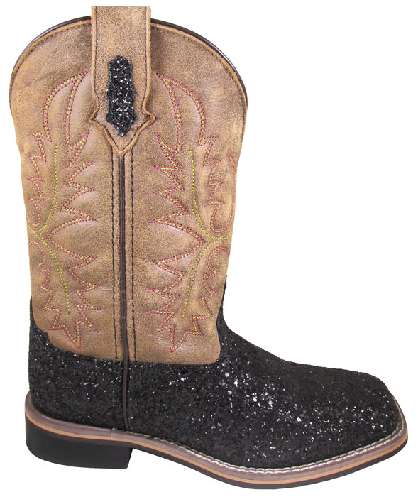 Smoky Mountain Womens Las Vegas Brown/Black Glitter Leather Cowboy Boots