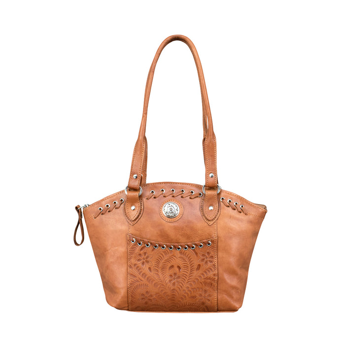 American West Womens Harvest Moon Large CC Natural Tan Leather Handbag Bag