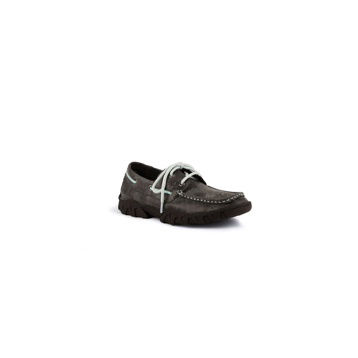 Ferrini Ladies Smokey Black Leather Shoes Distressed Leather Loafers