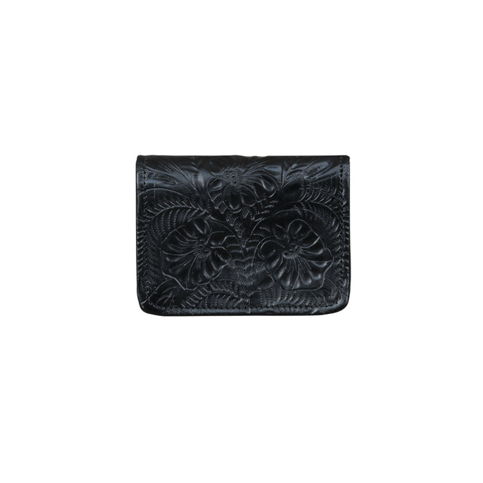 American West Womens Small Black Leather Trifold Wallet